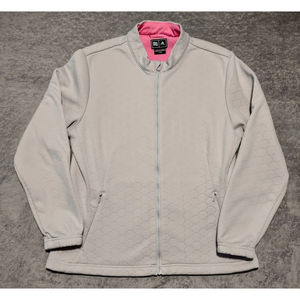 Adidas Jacket Women's Size Large Light Gray Full Zip Climawarm Coat